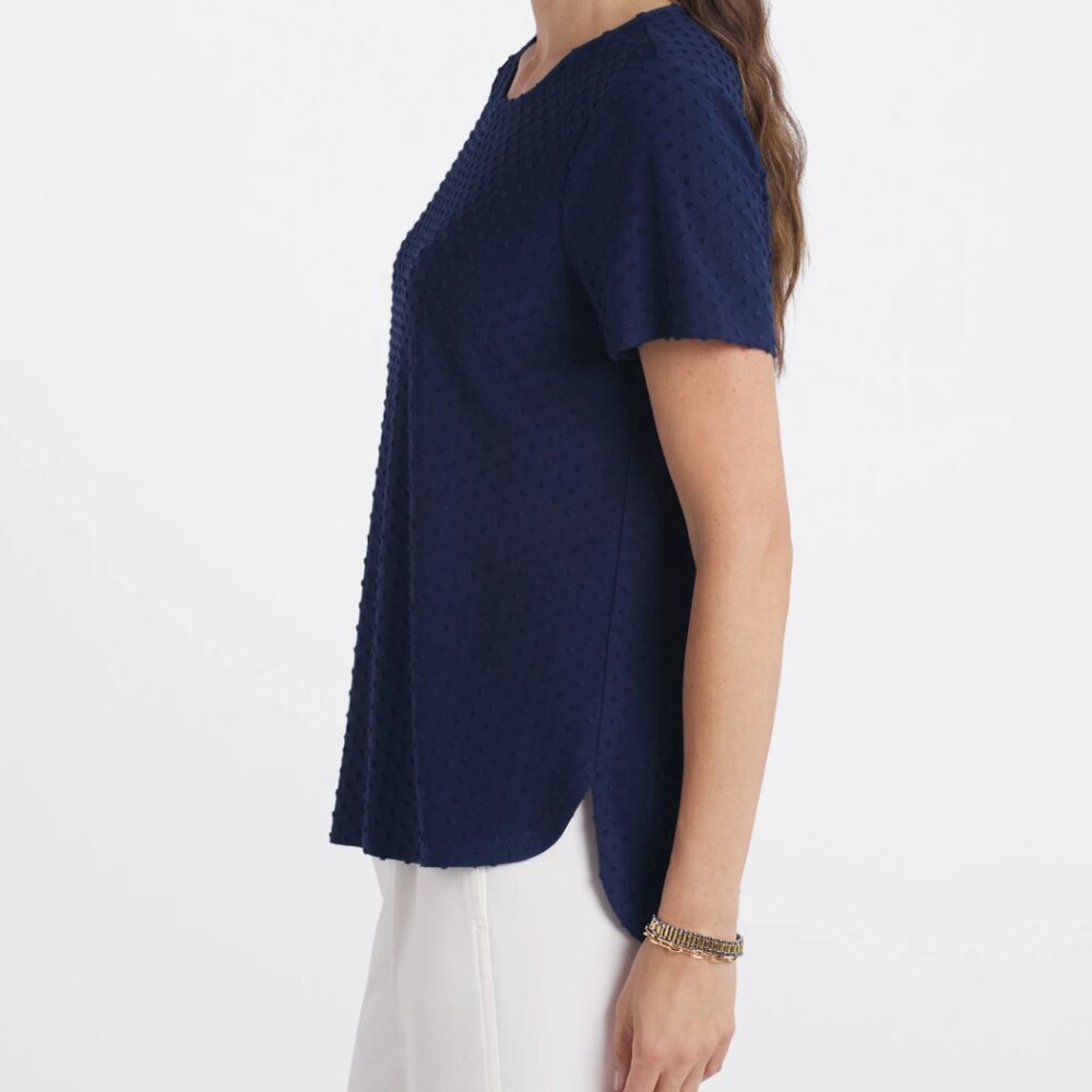NWT Les Serein Short Sleeve Curved Hem Clip Dot Knit Top Size XXL - Picture 9 of 11